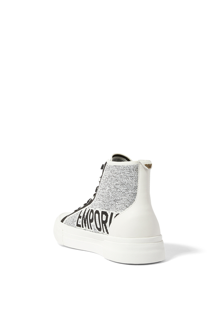 Recyled Knit Jacquard Logo High-Top Sneakers
